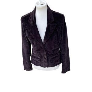 Calvin Klein‎ Jeans Brown Button Ladies Blazer 98% Cotton Notched Lapel Collar